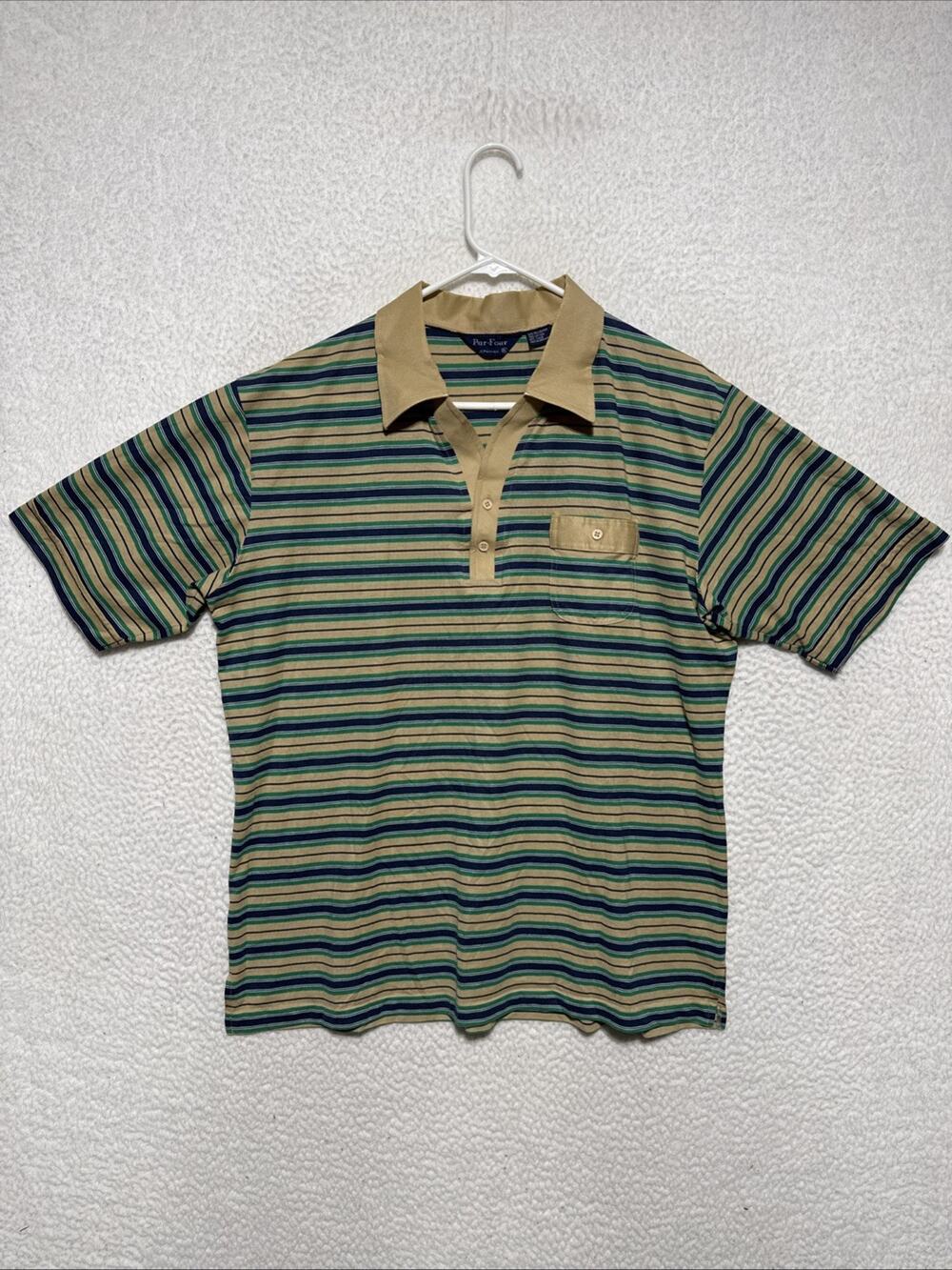 VTG 80’s Par Four JCPenny Men's Striped Polo Shirt Men’s Size XL - Dad, Grandpa
